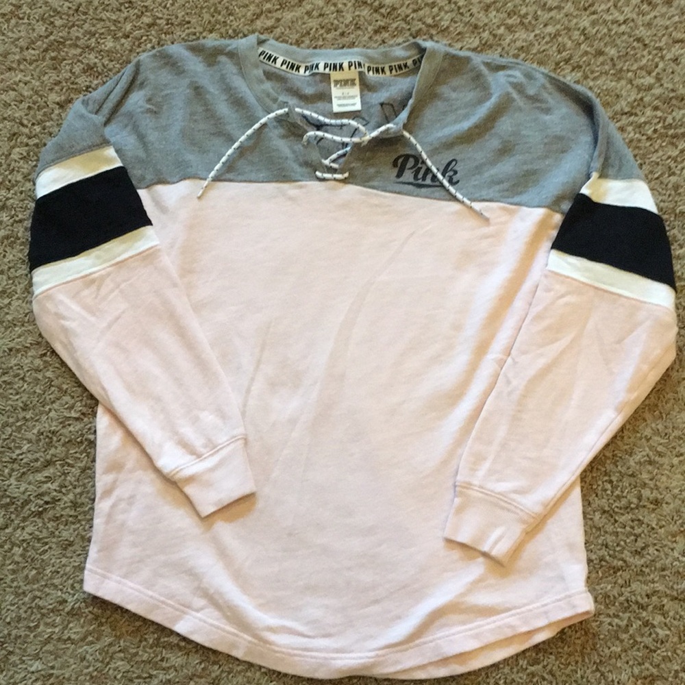 PINK Lace Up Sweatshirt